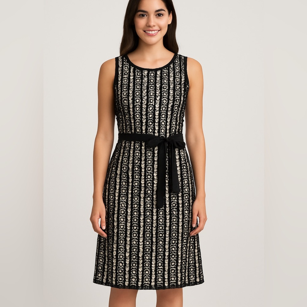 ‼️SOLD‼️ 172. NWOT! ILE New York Lined Black & White Dress W/ Ribbon Belt
